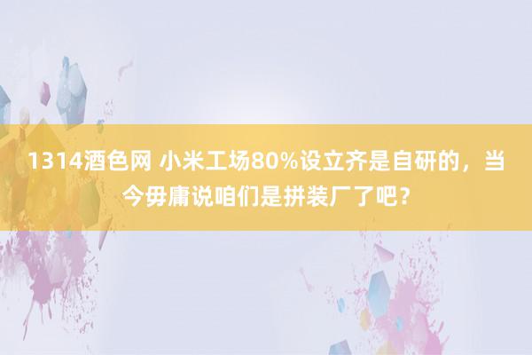 1314酒色网 小米工场80%设立齐是自研的，当今毋庸说咱们是拼装厂了吧？