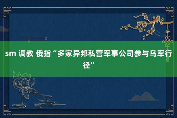 sm 调教 俄指“多家异邦私营军事公司参与乌军行径”