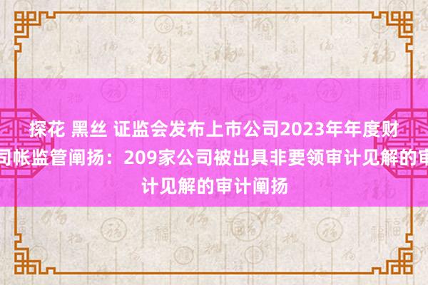 探花 黑丝 证监会发布上市公司2023年年度财务阐扬司帐监管阐扬：209家公司被出具非要领审计见解的审计阐扬