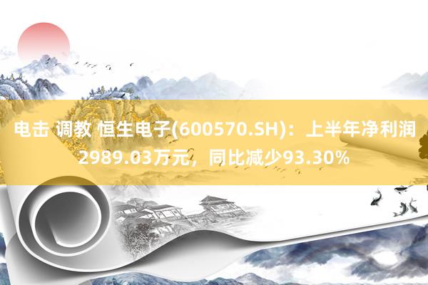 电击 调教 恒生电子(600570.SH)：上半年净利润2989.03万元，同比减少93.30%